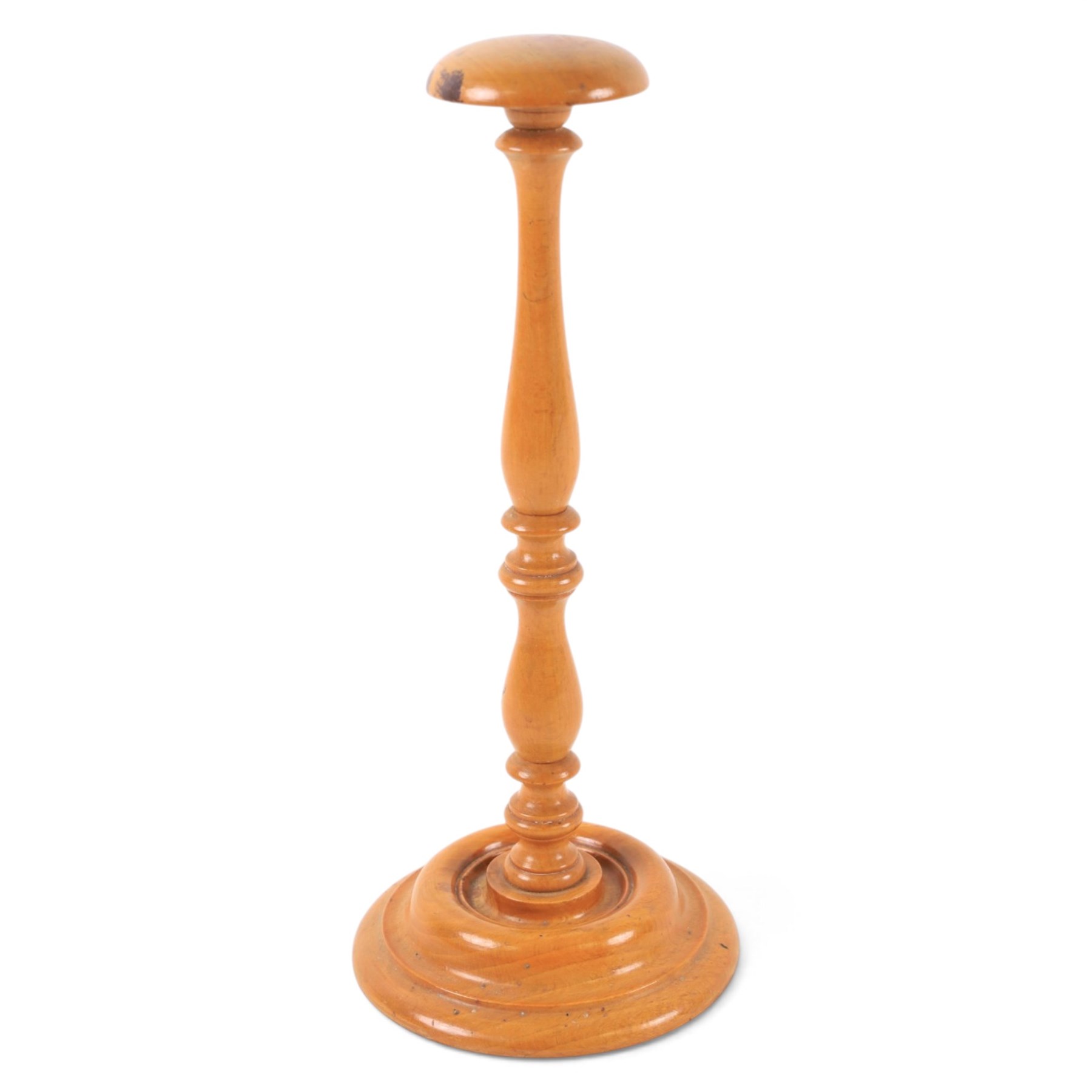 19th Century turned wig stand, H30cm
