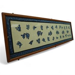 An early republic period Chinese embroidered silk panel depicting blue floral sprays and b...