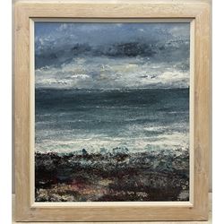 John Thornton (Northern British 1944-): 'Hayburn Wyke - Gales, Stopped Raining', mixed media and collage signed l.r., titled verso 66cm x 57cm