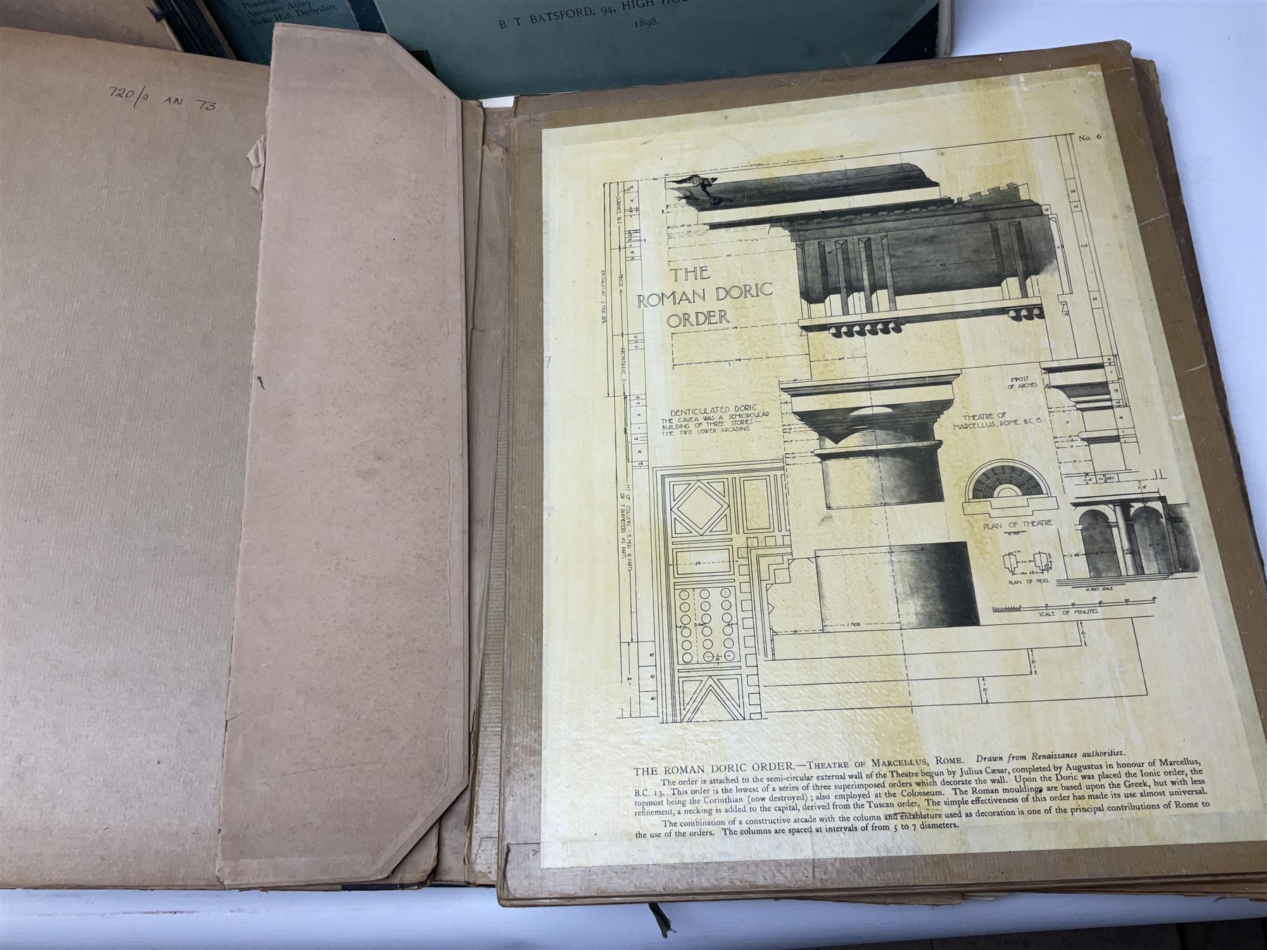 Belcher & Macartney: 'Later Renaissance Architecture in England', london Batsford, in six parts of loose folio form including plates and photographs, Twelve volumes of The Wren Society architectural books, and other architectural books and folios  