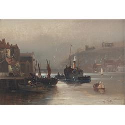 Walter Linsley Meegan (British c1860-1944): Scarborough and Whitby Harbour, pair oils on canvas signed 24cm x 34cm (2)