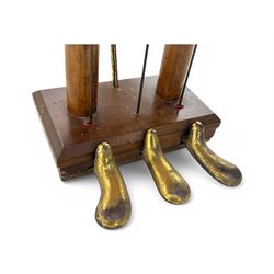 William de Blaise of London- mid 20th century Cembalo Traverso one manual Harpsichord in a teak case, with a five octave F1-f3 compass, two sets of strings and two rows of jacks, with three pedals and one hand stop, with one 8' and one 4', harp and piano to to 8', with a folding music desk and key fall, tuning key and tuning fork.
