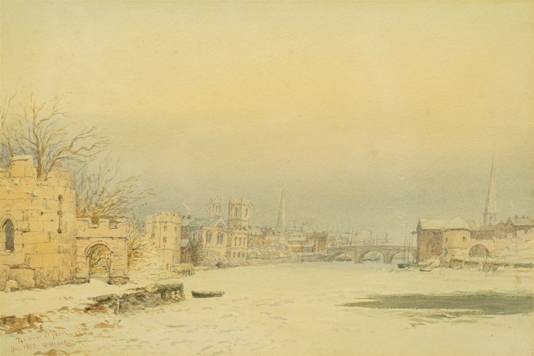 William Moore Jnr of York (British 1817-1909): 'The Ouse at York', watercolour signed titled and dated Dec. 1878, 23cm x 35cm