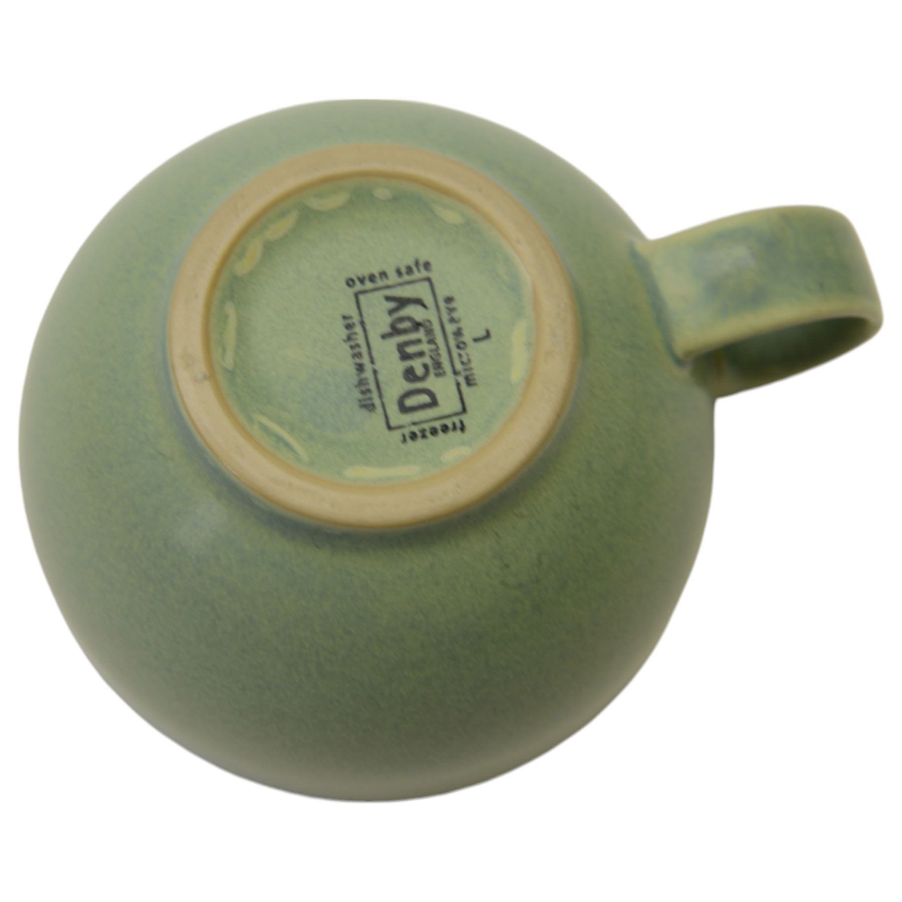 Collection of Denby Calm pattern tea and dinner wares,  including plates, bowls and teacups, jug, etc together with similar green stoneware dinner wares