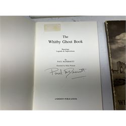 Quantity of books and postcards predominantly of Whitby interest including Hornes' Guide to Whitby 1890 and Hornes' Tourist map of Whitby, A Holiday Tour in and Around Whitby by H.S. Forman 1896 etc