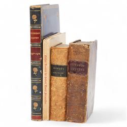 Lamb, Charles - 'The Last Essays of Elia' introduction by Augustine Birrell, illustrated by Charles Brock, third edition published by Dent 1901 in two volumes, half cream leather and brown boards, top edge gilt,  bookplate of H A Ashworth, Arnold, Matthew - 'Essays in Criticism' published Macmillan 1915-16 in two volumes, half leather and marbled boards and Lamb, Charles and Mary - 'Tales from Shakespeare' full calf and gilt spine (3), 'Georgian Poetry' third edition 1913, full leather and gilt, 'Letters of the late William Cowper1820, Stevenson R L - 'Father Damien limited 2nd edition of 1000, published 1901, soft cover and Hoole, J - 'The Orlando of Ariosta' 1819 