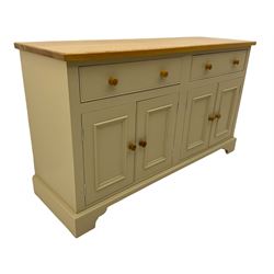 Neptune Furniture - Chichester oak and cream painted sideboard, two drawers over two double cupboards, bracket feet