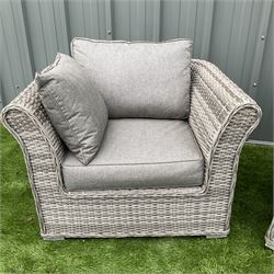 RattanDirect - pair of rattan garden armchairs, with loose cushions and covers- 6 months old - THIS LOT IS TO BE COLLECTED BY APPOINTMENT FROM DUGGLEBY STORAGE, GREAT HILL, EASTFIELD, SCARBOROUGH, YO11 3TX