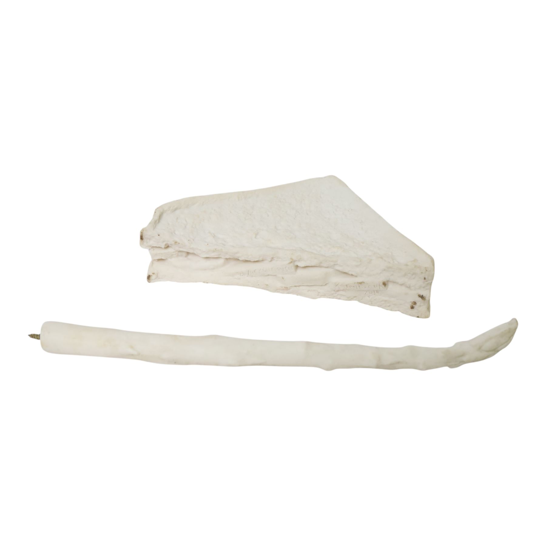 Karen Thompson, four studio pottery pieces, comprising, Michael Gove from the Art Party Conference Goveshy numbered 16/50, Sandwich from the York Curiouser project, Asparagus spear from We Must Fit In and mug