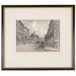 Frederick Schultz Smith (Hull 1860-1925): 'View of Saville Street' and 'View of Osborne Street & Freemans Hall' Hull, two monochrome watercolours and ink signed, titled verso 12cm x 17cm (2)