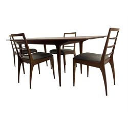 McIntosh Furniture - teak extending dining table with additional leaf, and set four dining chairs
