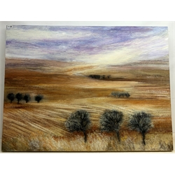 Rosemary Abrahams (British c.1945-): 'North Wind', oil on canvas, signed and titled verso 90cm x 120cm (unframed)
Provenance: purchased from the 'Biscuit Factory' Contemporary Art Gallery, Newcastle upon tyne