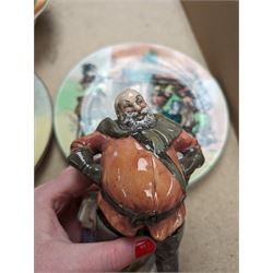 Royal Doulton ceramics, to include Falstaff figure and plate, Dickens Ware The Fat Boy bowl and one other plate