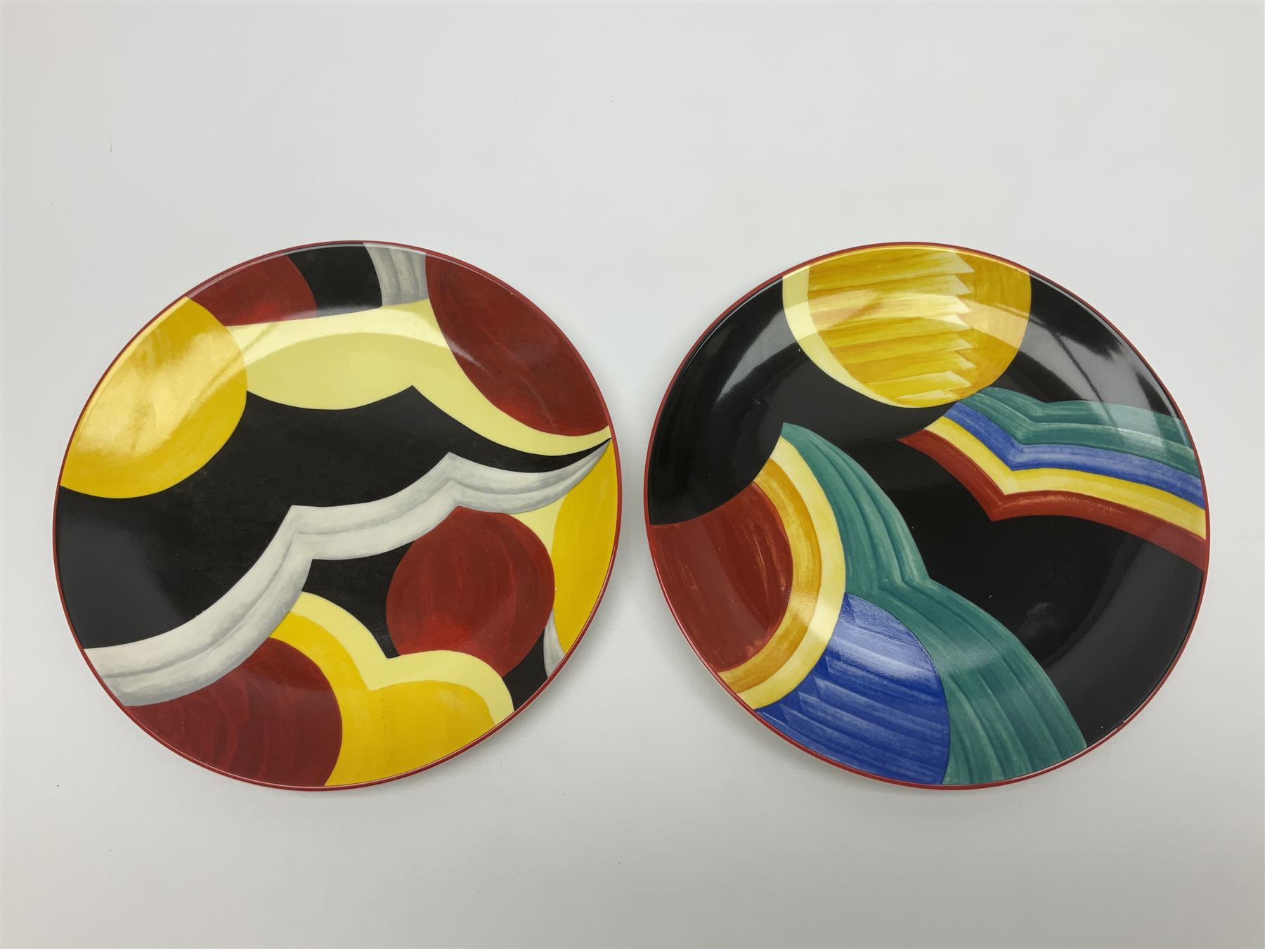 Two Wedgwood limited edition Clarice Cliff Design plates, comprising Poplar and House and Bridge patters, together with six Wedgwood limed edition Suzie Cooper The Art Deco Years, plates, all with certificates of authenticity, D21cm  