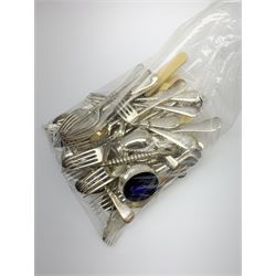 Royal Doulton Minden pattern dinner and tea wares, number D5334, together with a selection of silver plated flatware, most marked for Walker & Hall. 