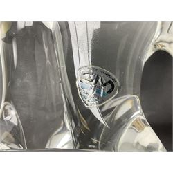 FM Ronneby Sweden large bear paperweight, together two glass penguins, one signed, small Hadeland bear and other glass animals. FM bear H9cm 