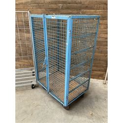 Three sided laundry roll container trolley (W119cm, D81cm, H184cm) and another trolley (W118cm, D78cm, H180cm)