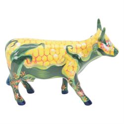 Six Cow Parade cows, including Lowry Cow, The Divas, Corn on the Cow, A Christmas Cowrol, Happy Birthday to Moo and The Cow of the Seven Suns 