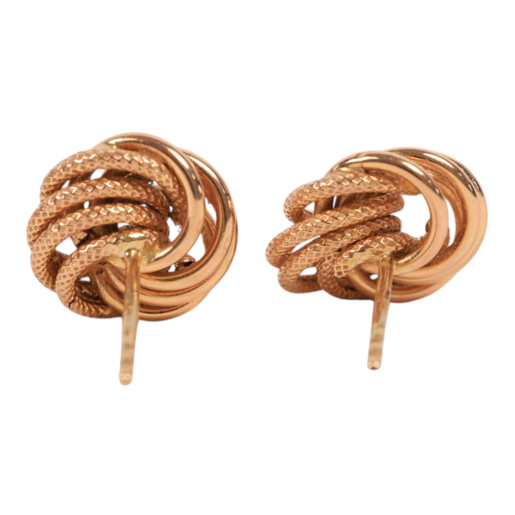 Two pairs of 9ct gold knot earrings, stamped 375