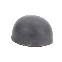WWII British parachute regiment helmet, marked BMB and dated 1944 to the leather liner, size 7 3/4, complete with liner, the canvas strap with leather chinpiece