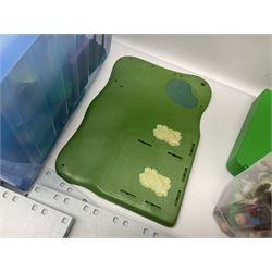 Quantity of loose Playmobil figures, playset parts and accessories, with small amount of Britains Ltd figures etc, in two boxes 