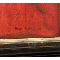 WL Gillborn (British 20th century) after Henri Matisse (French 1869-1954): 'Odalisque with a Tambourine', oil on board signed with monogram and dated '84, 70cm x 53cm