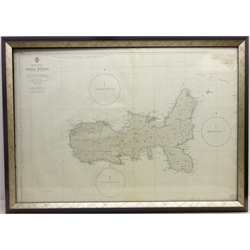  Hawthorn Leslie & Co. Blue Print for a Twin Screw Steamer, dated 30 Mar 1908 & a 1:50000 scale map of Isola D'Elba, from the Italian Government Charts 1968, both framed, 67cm x 92cm, (2)  