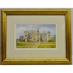  'Thoresby Hall, Nottingham', watercolour signed and titled by Kenneth W Burton (British 1946-) from The Counties of Great Britain collection with certificate of authenticity verso 12cm x 20cm  