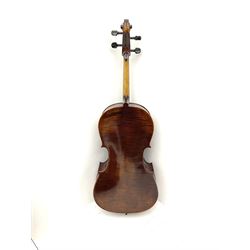 Alfred Stingl by Hofner cello, model AS-360 with 75.5cm two-piece maple back and ribs and spruce top, bears label with serial no.JO411-0706, L122cm; in carbon-fibre carrying case with bow