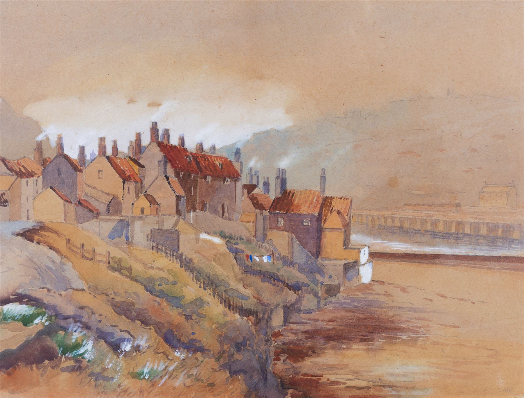 English School (19th/Early 20th Century): Whitby Rooftops, two watercolours by different hands indistinctly signed, 26cm x 41cm and 27cm x 36cm (2)