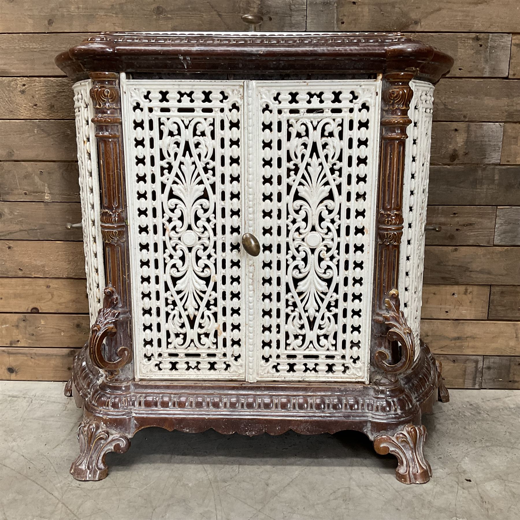 Early 20th century French ornate painted cast iron stove