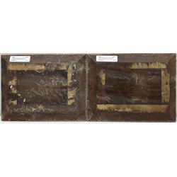 A Slager (Continental  19th century): Alpine Lake and Mountain scenes, pair oils on mahogany panel signed 18cm x 23cm (2)