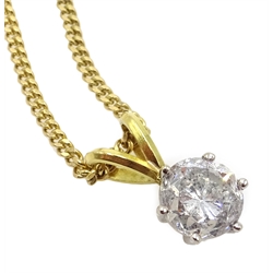  Diamond solitaire pendant of approx 2 carat, stamped 14k on a 9ct gold necklace hallmarked   