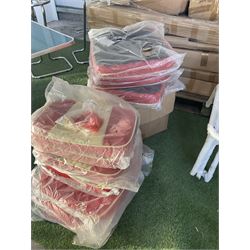 Job lot of American diner furniture, including stools, stainless steel tables, Set of six of american diner style two seater leather diner benches and other - THIS LOT IS TO BE COLLECTED BY APPOINTMENT FROM DUGGLEBY STORAGE, GREAT HILL, EASTFIELD, SCARBOROUGH, YO11 3TX