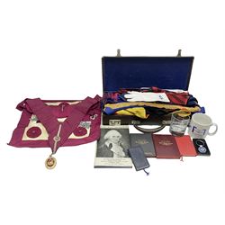 Quantity of Masonic regalia to include aprons, sash ties etc
