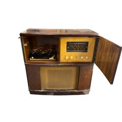 Philips gramophone cabinet (W90cm, H88cm, D43cm), and a turned table 