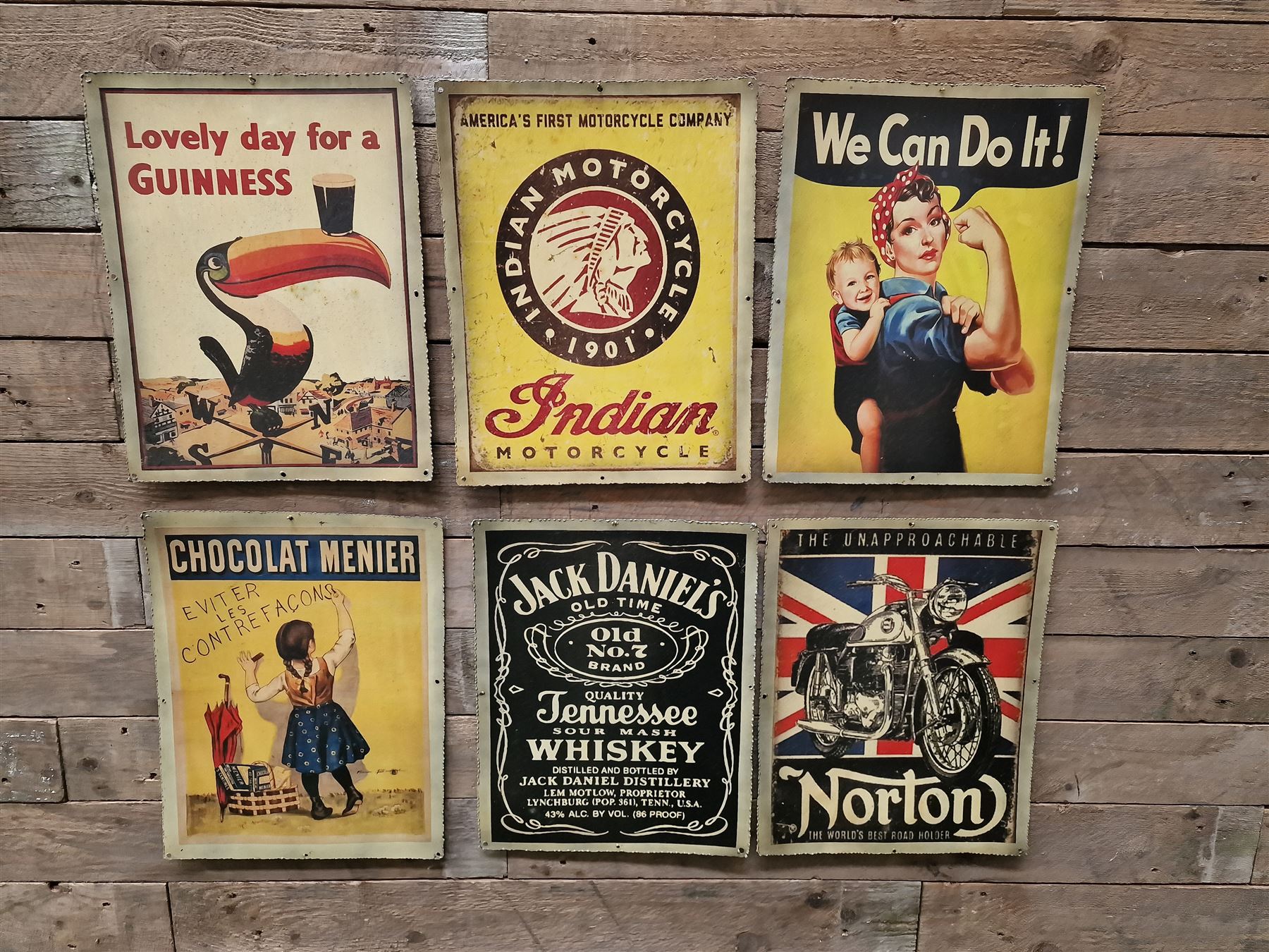 Set of six metal vintage style signs - THIS LOT IS TO BE COLLECTED BY APPOINTMENT FROM DUGGLEBY STORAGE, GREAT HILL, EASTFIELD, SCARBOROUGH, YO11 3TX