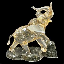Swarovski Crystal Soulmates, Elephant, with champagne tint, upon granite base, H24.5cm