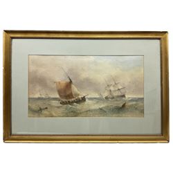 Sidney Edward Paget (British 1860-1908): Dutch Fishing Boat and other Vessels in Stormy Seas, watercolour signed 38cm x 70cm
