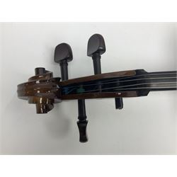 Stentor Student I quarter-size cello with 59.5cm two-piece maple back and ribs and spruce top; bears maker's label with serial no.M072648 L95.5cm overall; in Stentor soft carrying case with bow