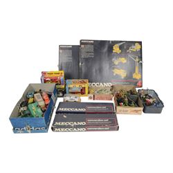 Meccano sets no. 2 and 4 and two conversion sets, together with a collection of painted Br...