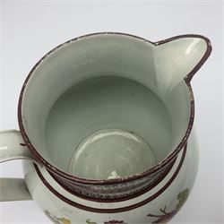 19th century pearlware jug with oriental transfer print decoration, H17cm 