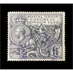 Great Britain King George V 1929 Postal Union Congress one pound stamp, used

