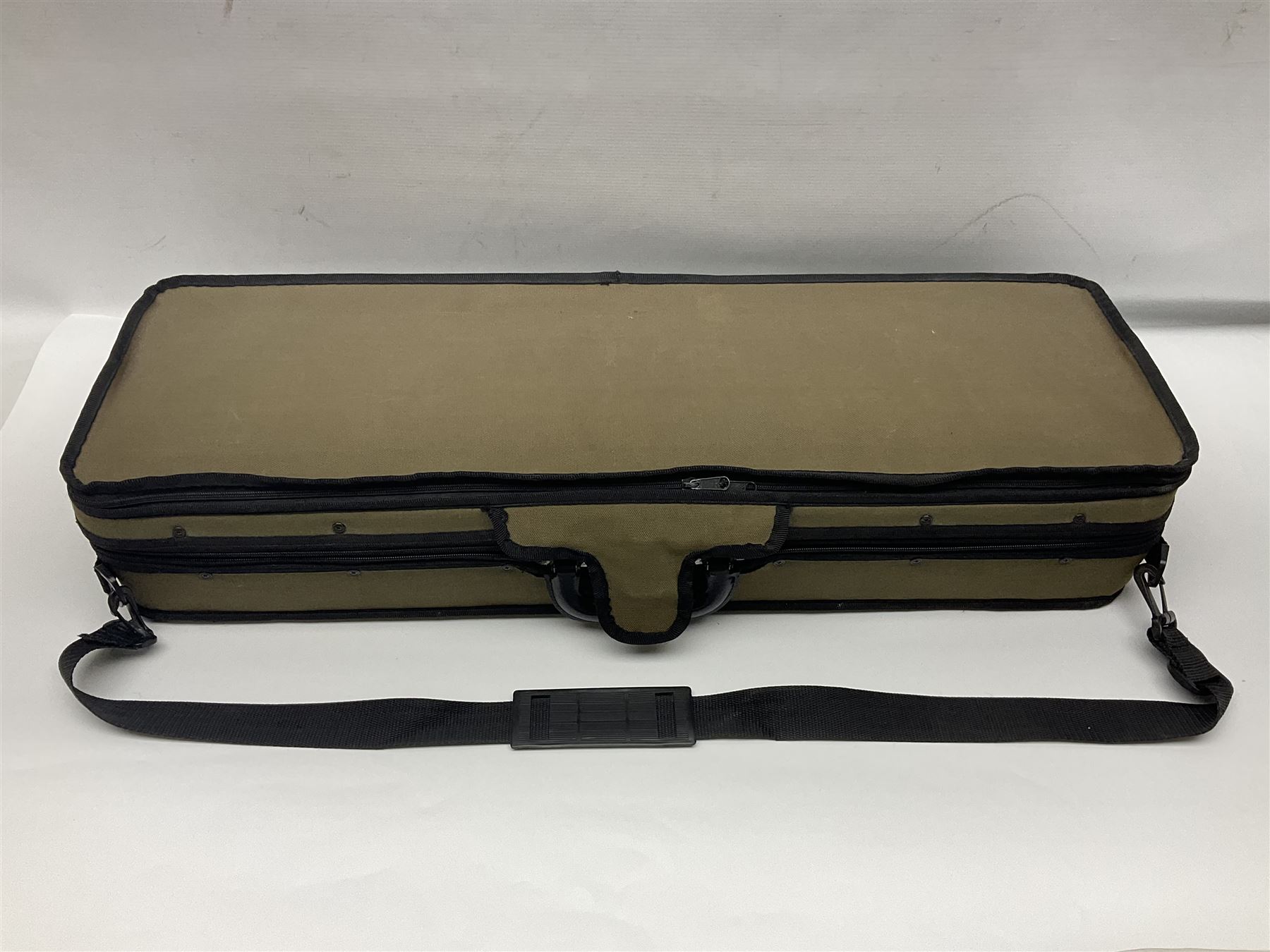 Early 20th century French Mirecourt violin with 35.5cm two-piece maple back and ribs and spruce top; bears label 'The Garrodus Violin H & Co No.1587 Anno 1912' L59cm overall; in modern fitted case with bow