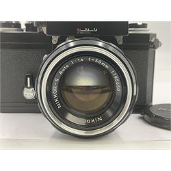 Nikon Photomic FTN Apollo version camera body, serial no. 7418483, circa 1973, with 'Nikon NIKKOR-S Auto 1:1.4 f=50mm' lens, serial no. 1195650  
