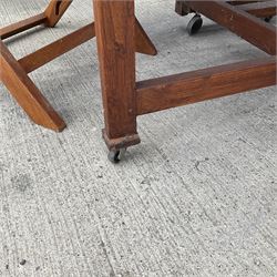 Hardwood drop leaf garden table on castors and folding chairs - THIS LOT IS TO BE COLLECTED BY APPOINTMENT FROM DUGGLEBY STORAGE, GREAT HILL, EASTFIELD, SCARBOROUGH, YO11 3TX