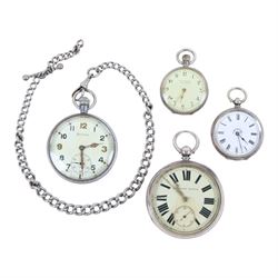 Silver improved patent open faced pocket watch, together with a plated Helvetia military i...