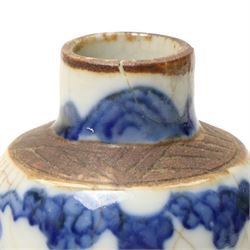 Chinese painted vase, together with a Japanese porcelain double gourd vase and a bottle vase, larger H16cm; together with a set of green stone rings (7)