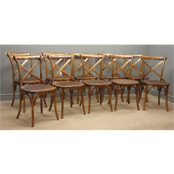 Set ten Oka Camargue bentwood style chairs with X shaped backs