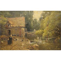 Circle of Frederic Stuart Richardson (Staithes Group 1855-1934): Feeding Chickens at the O...